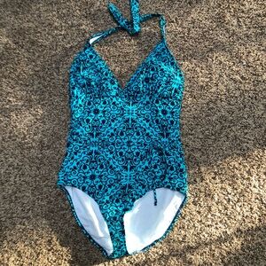 Tropical Escape Teal and Black Swimsuit NWT
